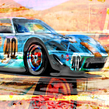 Arts numériques intitulée "Ford GT Vintage Car" par Qinart, Œuvre d'art originale, Collages