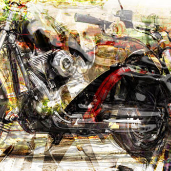 Digital Arts titled "Harley Ride" by Qinart, Original Artwork, Digital Painting