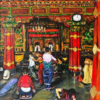 Schilderij getiteld "Worship" door Qiuzi Zhang, Origineel Kunstwerk, Acryl