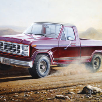 Pintura titulada "Ford 1980" por Qoqyan, Obra de arte original, Oleo Montado en Panel de madera