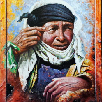 Painting titled "Une damme" by Qoqyan, Original Artwork, Acrylic Mounted on Wood Stretcher frame
