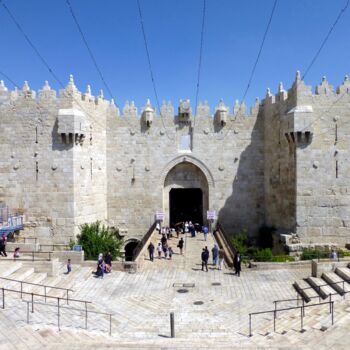 Photography titled "Damascus Gate Gleams" by J.A. Quattro (Qu4ttroStudio), Original Artwork, Non Manipulated Photography