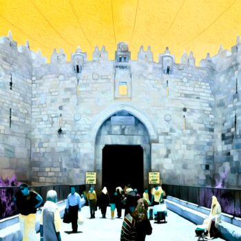 Arts numériques intitulée "Damascus Gate Yello…" par J.A. Quattro (Qu4ttroStudio), Œuvre d'art originale, Photographie non m…