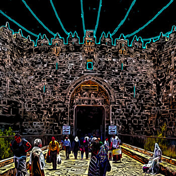 Arte digitale intitolato "Damascus Gate Blue…" da J.A. Quattro (Qu4ttroStudio), Opera d'arte originale, Fotografia non manip…