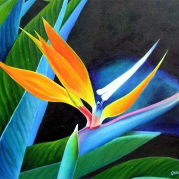 Pittura intitolato "Heliconia" da Quadrisanti, Opera d'arte originale