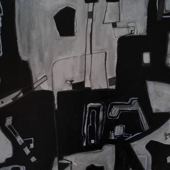Peinture intitulée "Black and white con…" par Queennoble Dr. Elle Ramirez, Œuvre d'art originale, Acrylique Monté sur Pannea…