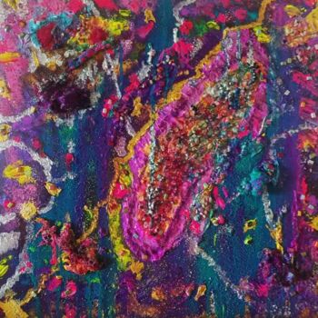 Painting titled "Encaustic Colorful…" by Queennoble Dr. Elle Ramirez, Original Artwork, Encaustic Mounted on Wood Panel