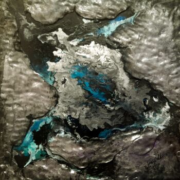 Painting titled "Planet Hidden River…" by Queennoble Dr. Elle Ramirez, Original Artwork, Clay Mounted on Wood Panel