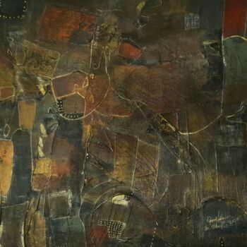 Painting titled "Rustic Textured: Pe…" by Queennoble Dr. Elle Ramirez, Original Artwork, Acrylic Mounted on Wood Panel