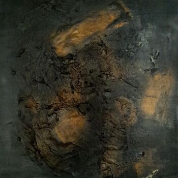 Peinture intitulée "Black Textured Abst…" par Queennoble Dr. Elle Ramirez, Œuvre d'art originale, Acrylique Monté sur Pannea…