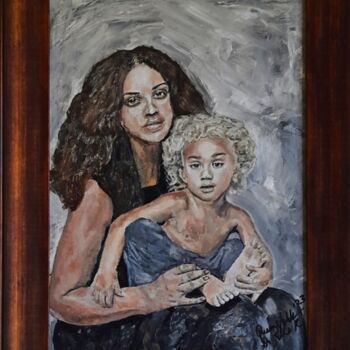 Картина под названием "Mother And Child -…" - Queennoble Dr. Elle Ramirez, Подлинное произведение искусства, Акрил