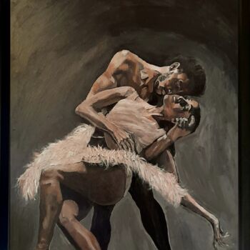 Schilderij getiteld "Ballet Couple Portr…" door Queennoble Dr. Elle Ramirez, Origineel Kunstwerk, Acryl Gemonteerd op Andere…