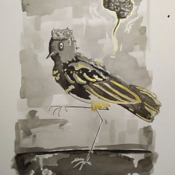 Zeichnungen mit dem Titel "mindless bird" von Pi, Original-Kunstwerk, Tinte