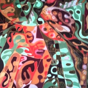 Painting titled "Plante" by Michele Quence, Original Artwork, Fabric