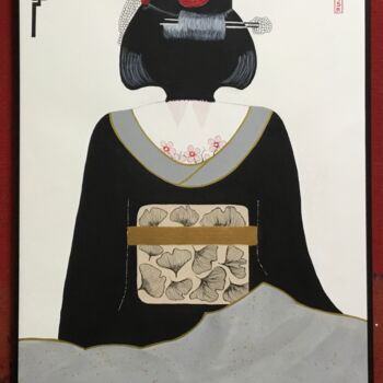 Painting titled "Kimono et OBI ( Jap…" by Quentin Saint Roman, Original Artwork, Acrylic