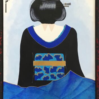 Malerei mit dem Titel "Kimono et OBI 10" von Quentin Saint Roman, Original-Kunstwerk, Acryl