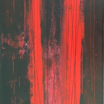 Painting titled "Coulée Rouge" by Quentin Saint Roman, Original Artwork, Acrylic