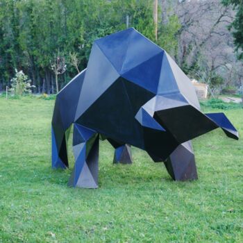 雕塑 标题为“Steely bull” 由Tintin, 原创艺术品, 金属