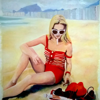 Peinture intitulée "Dame en rouge" par Quentin Bocquel, Œuvre d'art originale, Huile