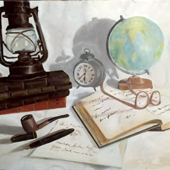Malerei mit dem Titel "Préparation au voya…" von Quentin Bocquel, Original-Kunstwerk, Öl