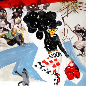「Ruban rouge」というタイトルの絵画 Quentin Liuによって, オリジナルのアートワーク, オイル