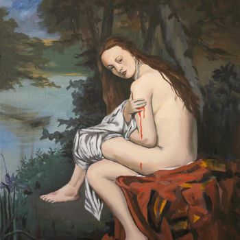Malerei mit dem Titel "Hommage à Manet #1" von Quentin Liu, Original-Kunstwerk, Öl