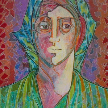 Peinture intitulée "L'homme au turban" par Régine Quidu, Œuvre d'art originale