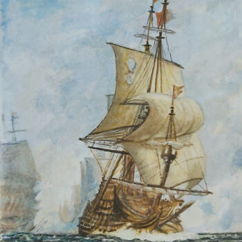 「LA BATALLA NAVAL」というタイトルの絵画 Quinによって, オリジナルのアートワーク, 水彩画