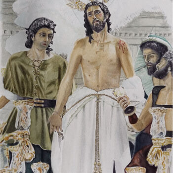 Painting titled "JESUCRISTO" by Quin, Original Artwork, Watercolor