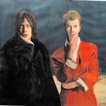 Painting titled "Jagger-Bowie" by Quino Zoncu, Original Artwork