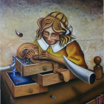 Pintura titulada "La Encajera" por Quino Zoncu, Obra de arte original, Oleo