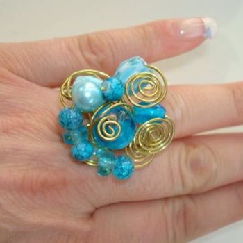 Artcraft titled "BAGUE bleu turquois…" by Quintessence Bijoux De Création, Original Artwork