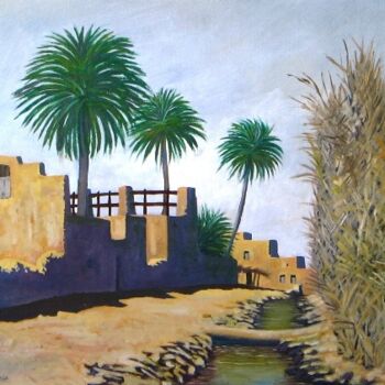 Painting titled "Village" by Qusay Alawami, Original Artwork, Oil