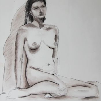 Drawing titled "N°173  Lassitude…" by R. Cavalié, Original Artwork, Chalk