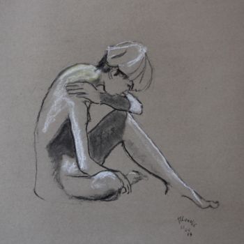 Drawing titled "N°239  Profil ombre…" by R. Cavalié, Original Artwork, Chalk