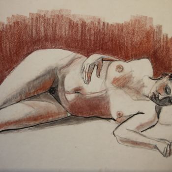 Drawing titled "N°414  Toute à soi" by R. Cavalié, Original Artwork, Chalk