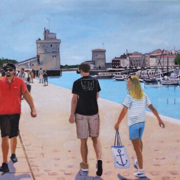Painting titled "N° 1214 La Rochelle…" by R. Cavalié, Original Artwork, Oil Mounted on Wood Stretcher frame