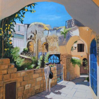 Pintura intitulada "N° 1230 Jaffa. Dans…" por R. Cavalié, Obras de arte originais, Óleo Montado em Armação em madeira