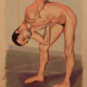Desenho intitulada "N° 869 La gym que j…" por R. Cavalié, Obras de arte originais, Pastel