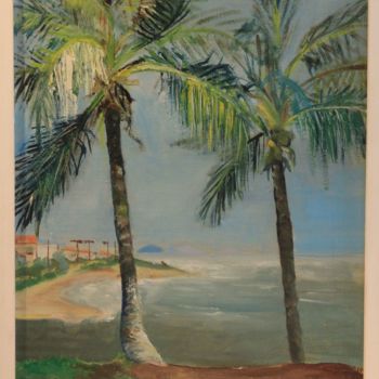 제목이 "N° 37  Coqueiros em…"인 미술작품 R. Cavalié로, 원작, 기름 나무 들것 프레임에 장착됨