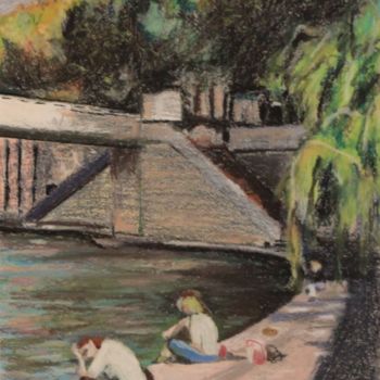 Dessin intitulée "N°146  Quai de Saôn…" par R. Cavalié, Œuvre d'art originale, Pastel