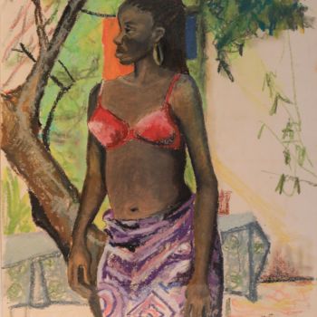 Drawing titled "N°154  Gorée. Ndeye…" by R. Cavalié, Original Artwork, Pastel