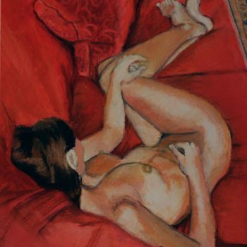 Dessin intitulée "N°817  Dans le diva…" par R. Cavalié, Œuvre d'art originale, Pastel