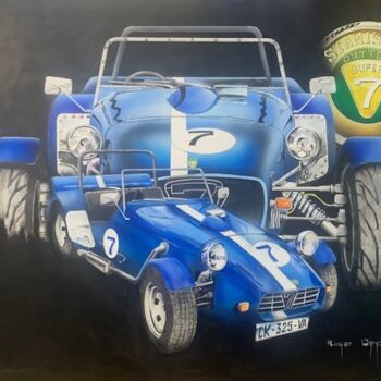 Painting titled "Lotus Seven" by Roger Dame, Original Artwork, Watercolor Mounted on Cardboard