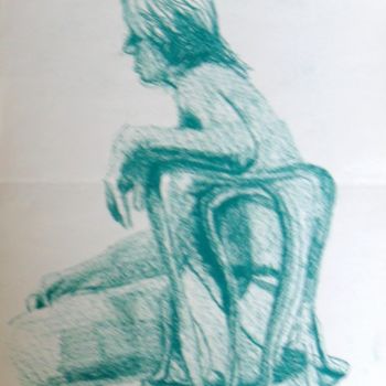 Zeichnungen mit dem Titel "Green Nude" von Robert Grubbs, Original-Kunstwerk, Pastell