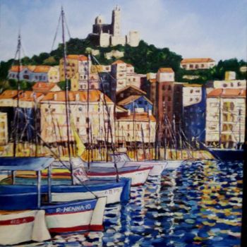 Painting titled "Le vieux port. Mars…" by Henny, Original Artwork, Oil