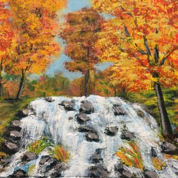 Peinture intitulée ""Am Wasserfall"." par Roman Koshmanov, Œuvre d'art originale, Acrylique
