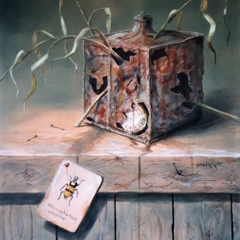 Malerei mit dem Titel "Tribut" von Reinhold Lilie, Original-Kunstwerk, Öl
