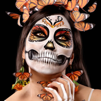 Photography titled "La Catrina with Mon…" by R&N Photography, Original Artwork, Digital Photography