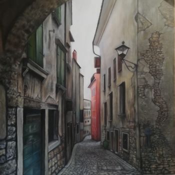 Schilderij getiteld "Old town" door Nela Radomirovic, Origineel Kunstwerk, Olie